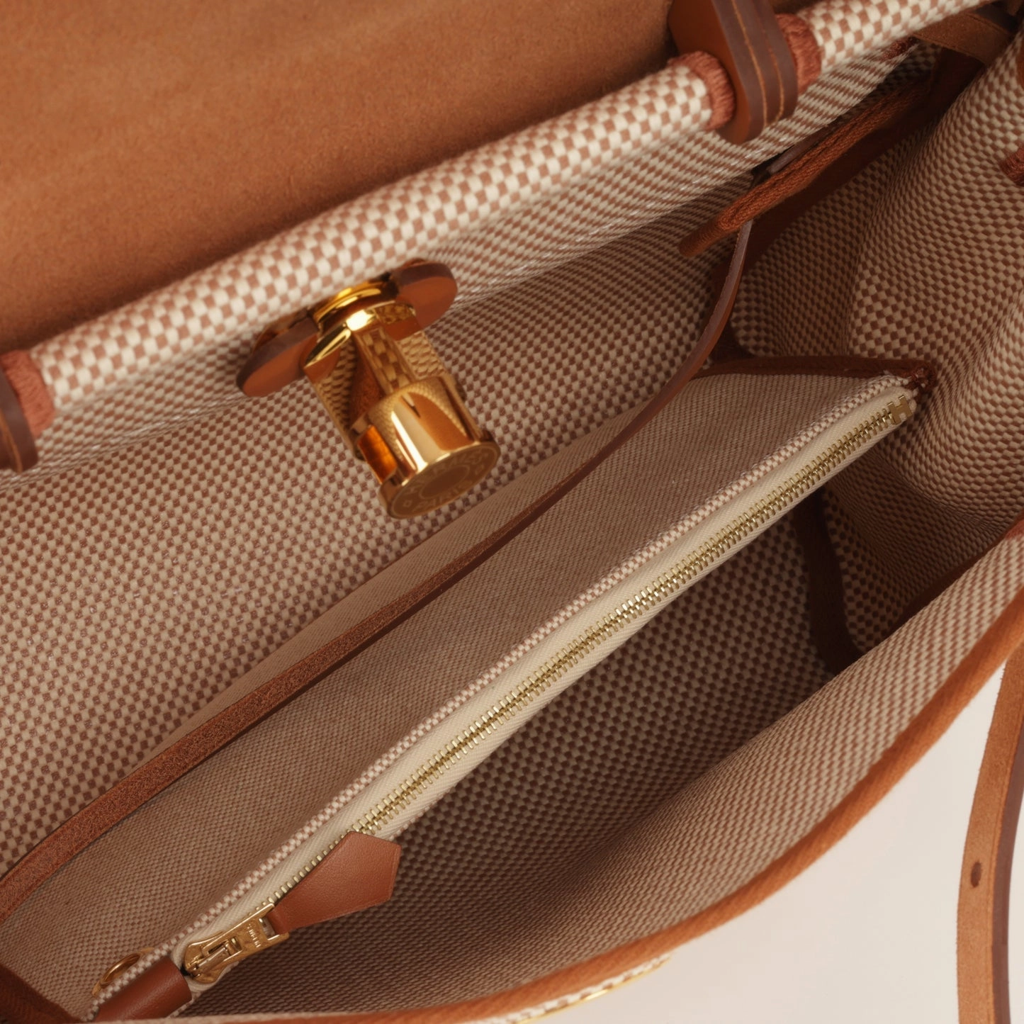 Hermes - Herbag 31 - Fauve/Ecru Quadrille Toille - Brand New - 2024