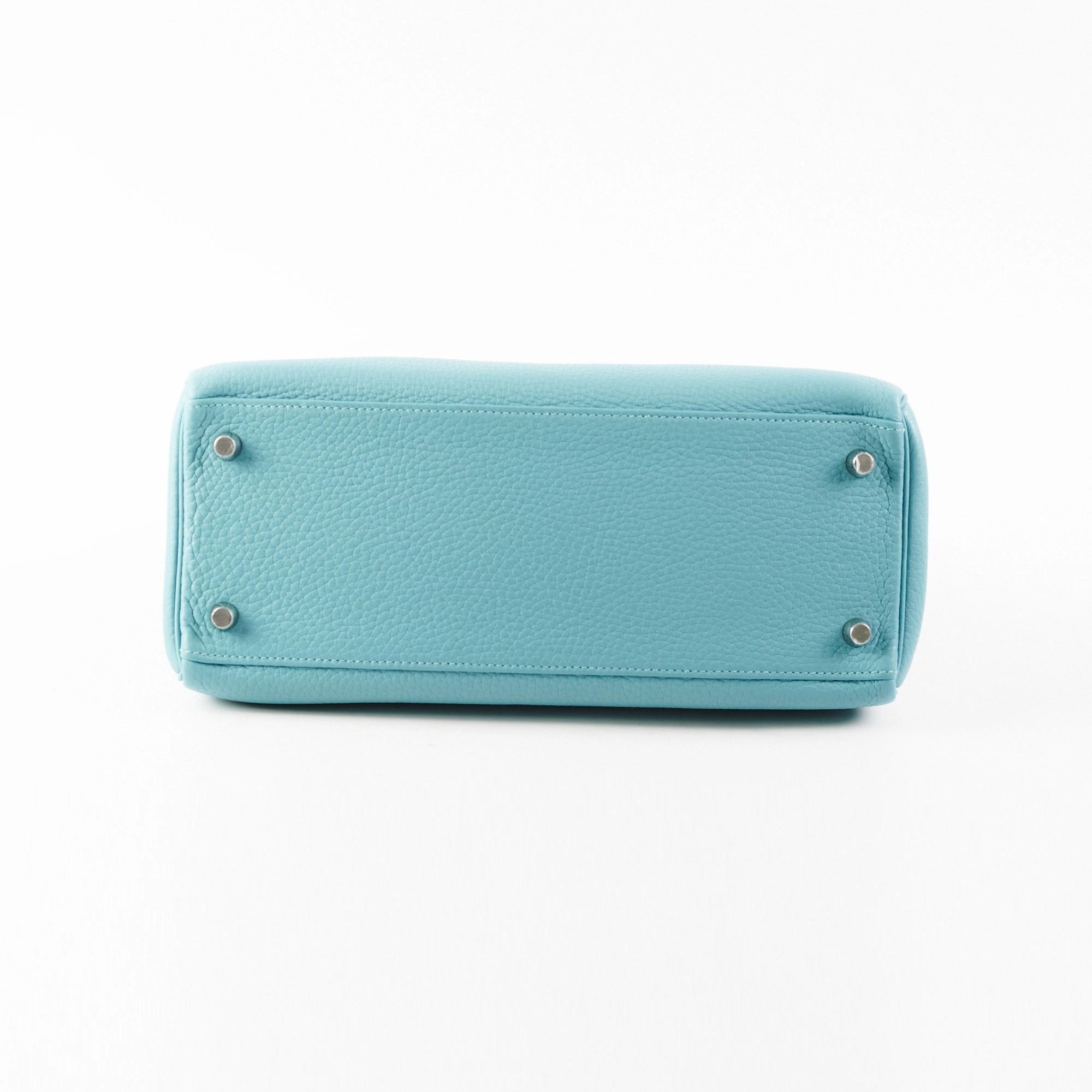 Hermes Kelly 28 Clemence Blue Atol