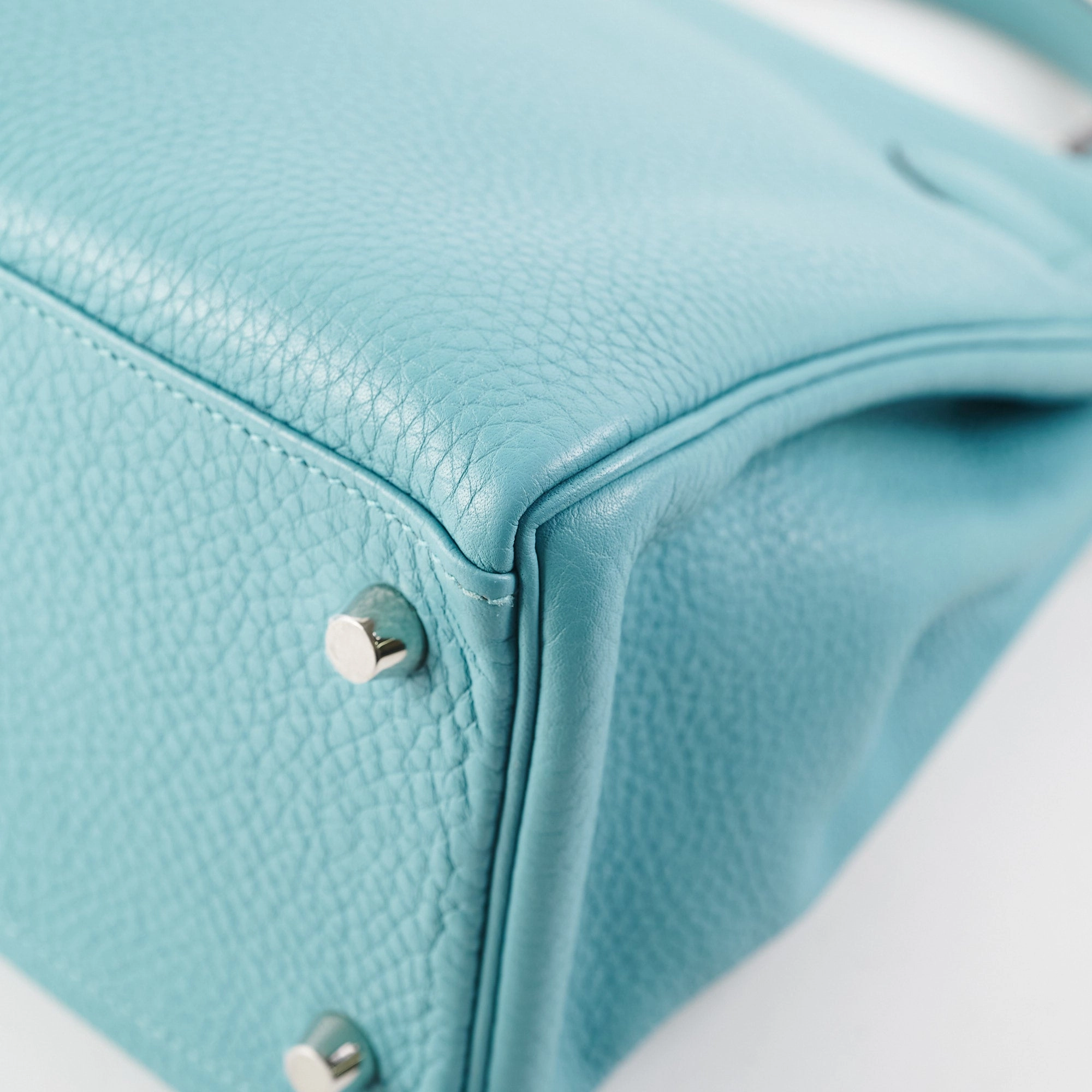 Hermes Kelly 28 Clemence Blue Atol