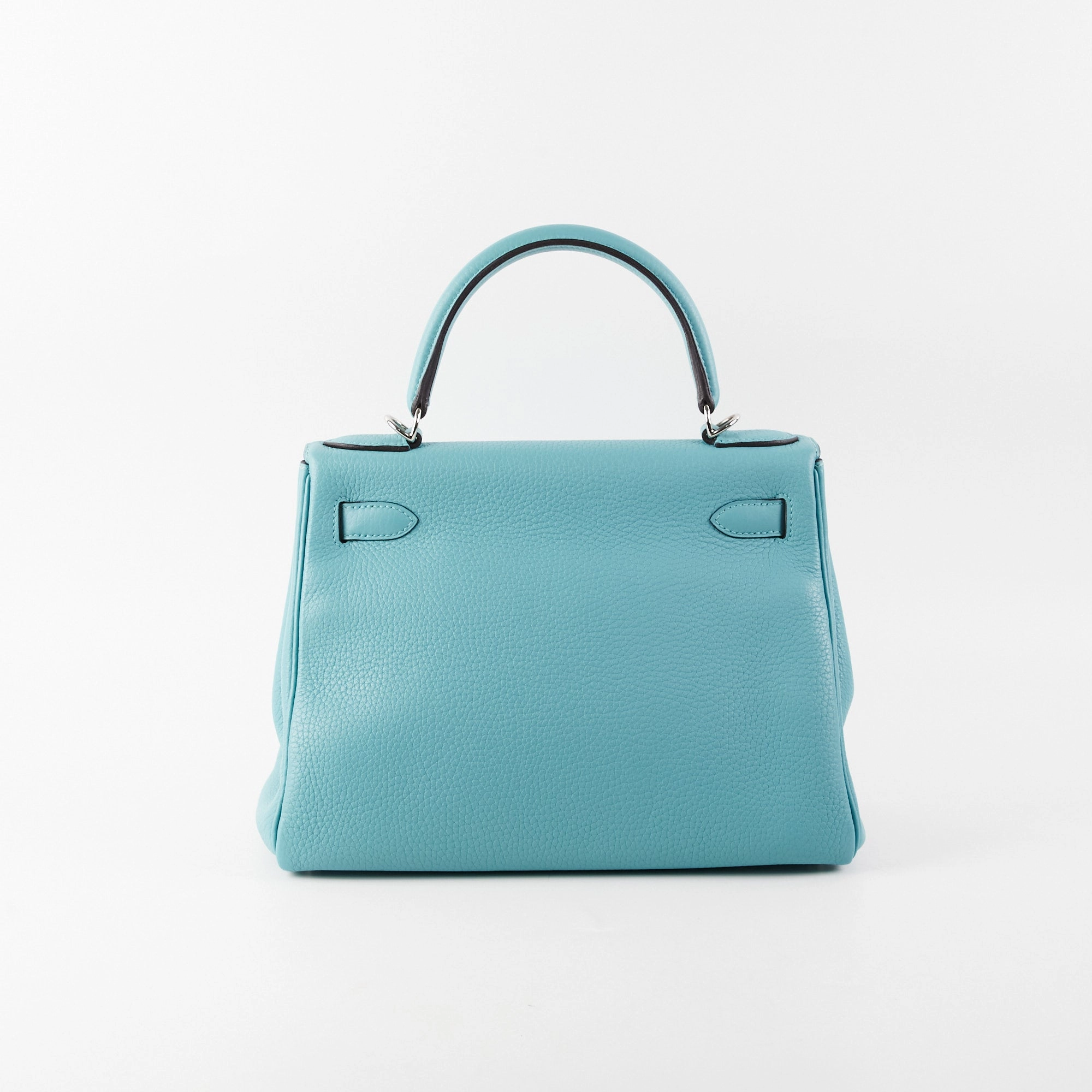 Hermes Kelly 28 Clemence Blue Atol