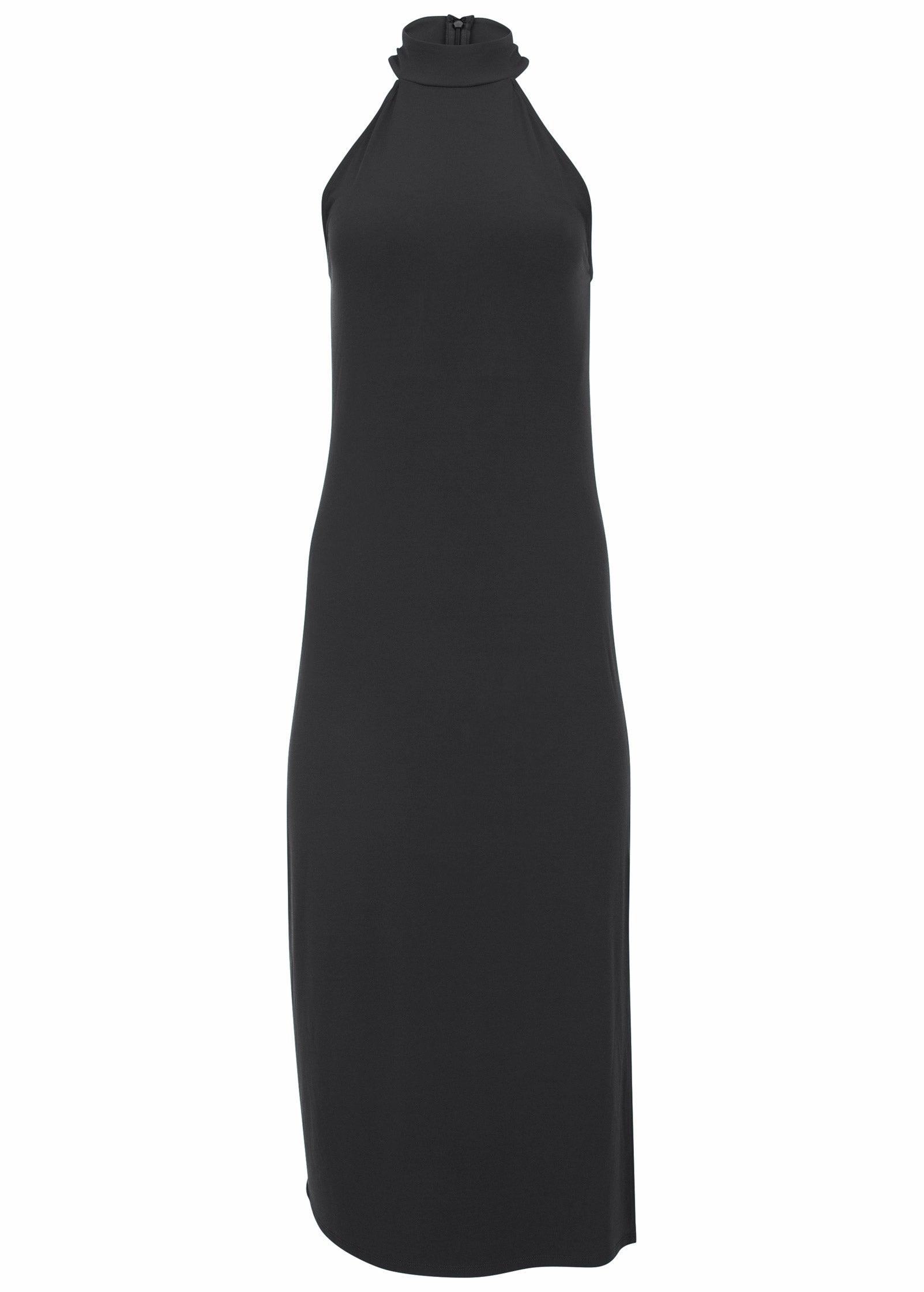 High Neck Midi Dress - Black