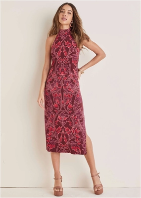 High Neck Midi Dress - Nouveau Tapestry