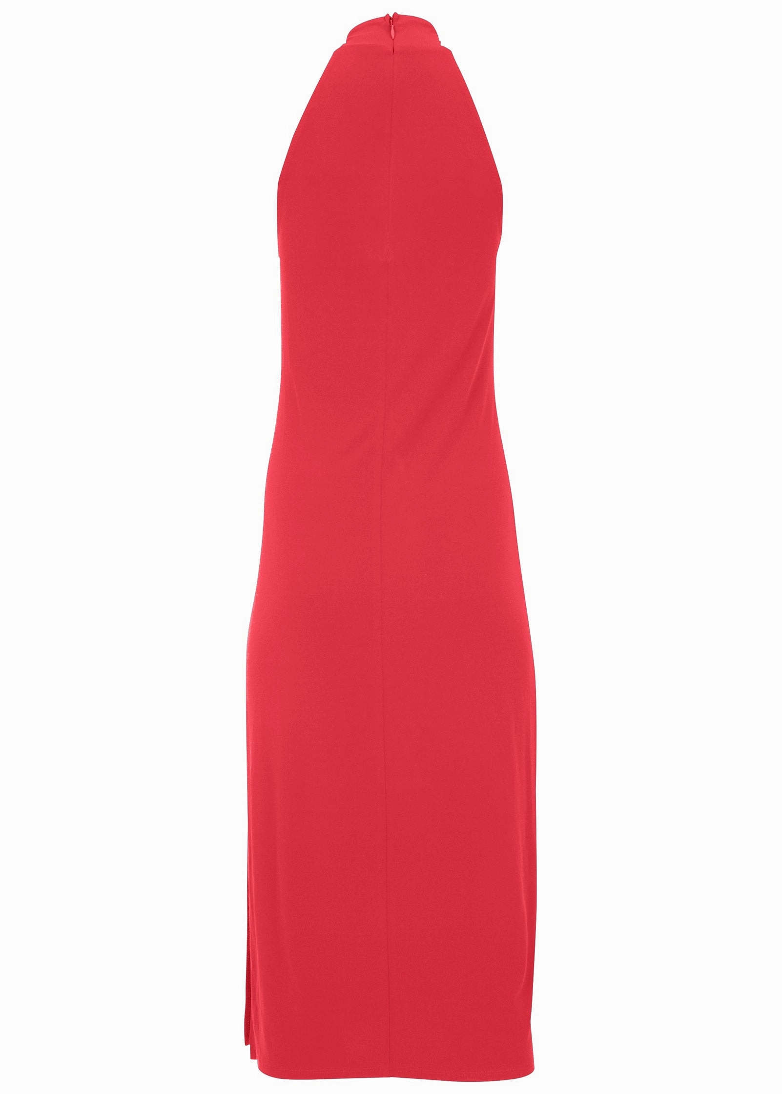 High Neck Midi Dress - Red