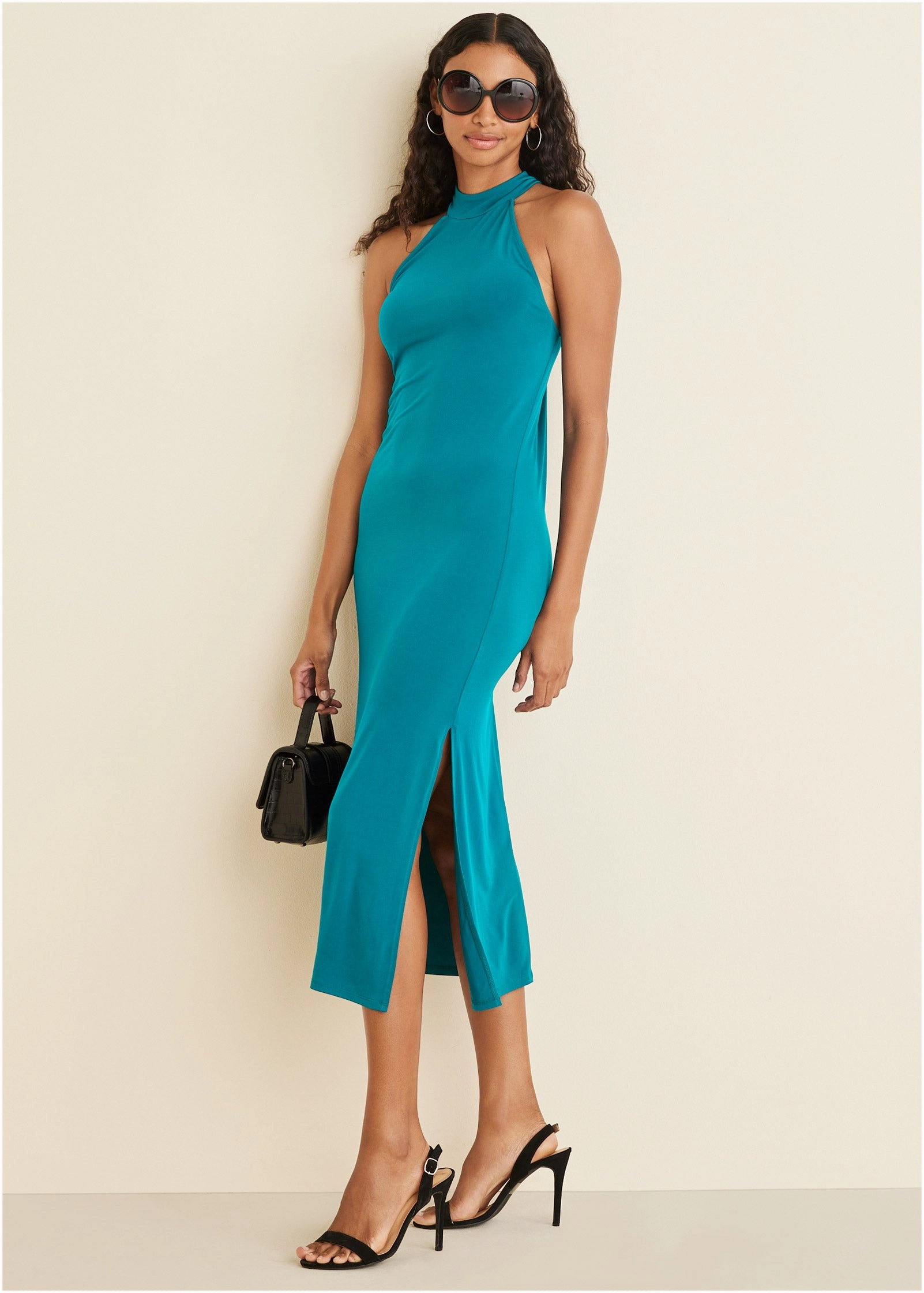 High Neck Midi Dress - Teal