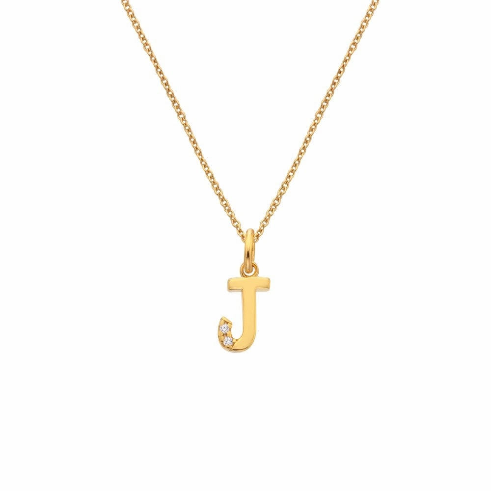 Hot Diamonds Initial J Gold Plated Silver Pendant DP948