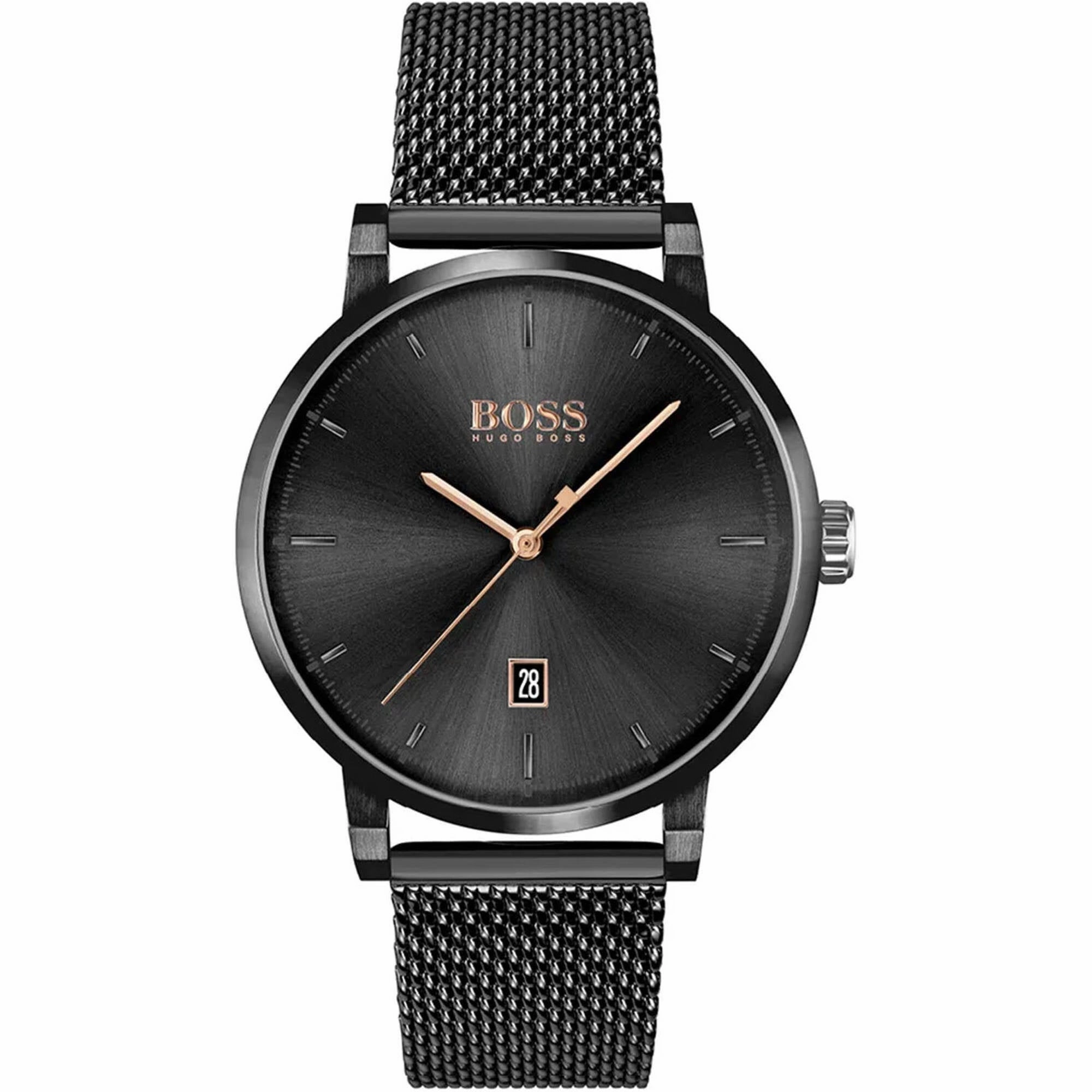 Hugo Boss Men's Watch - Confidence Quartz Black Stainless Steel Bracelet | 1513810