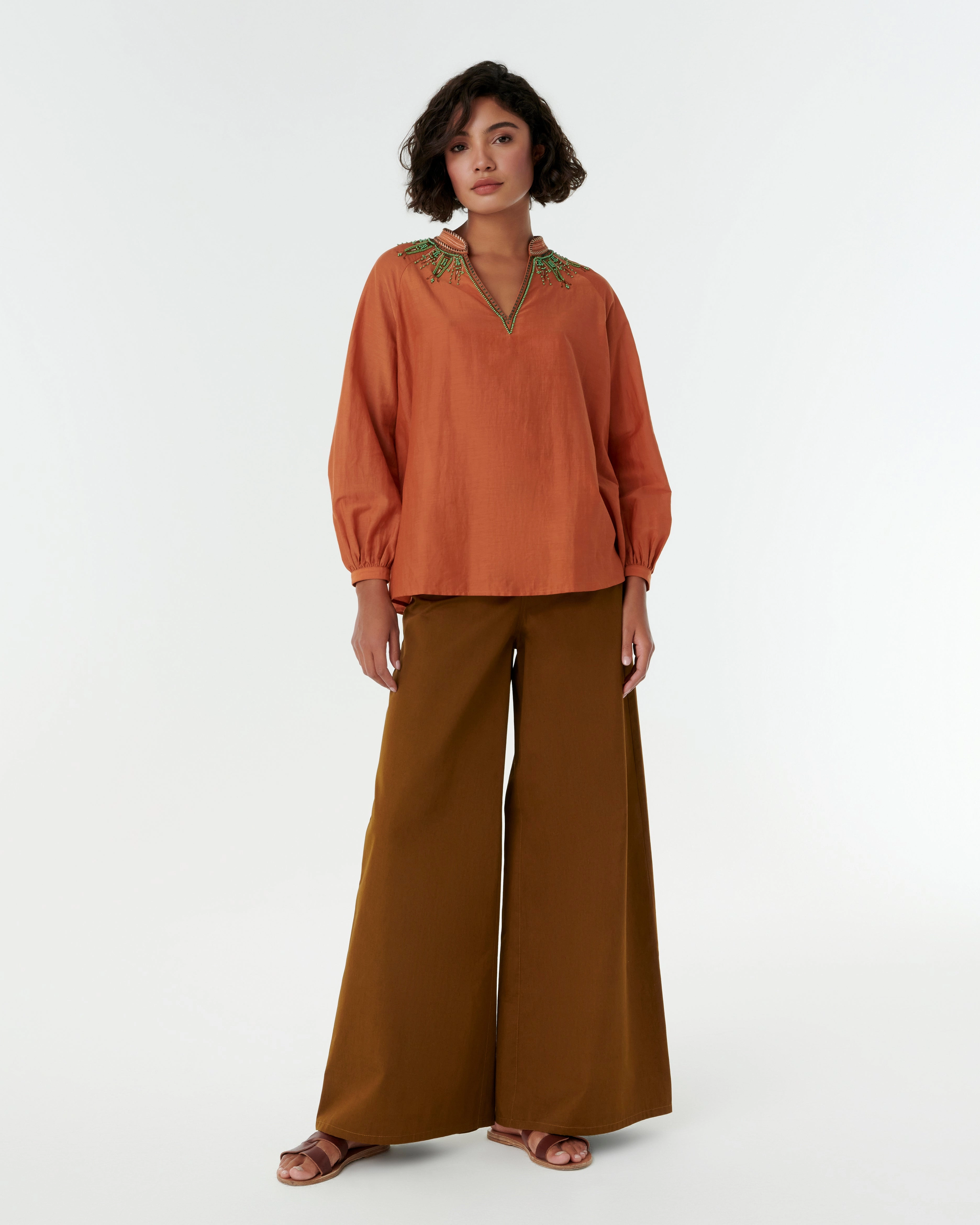 Ilizia Blouse with Backgammon Embroidery