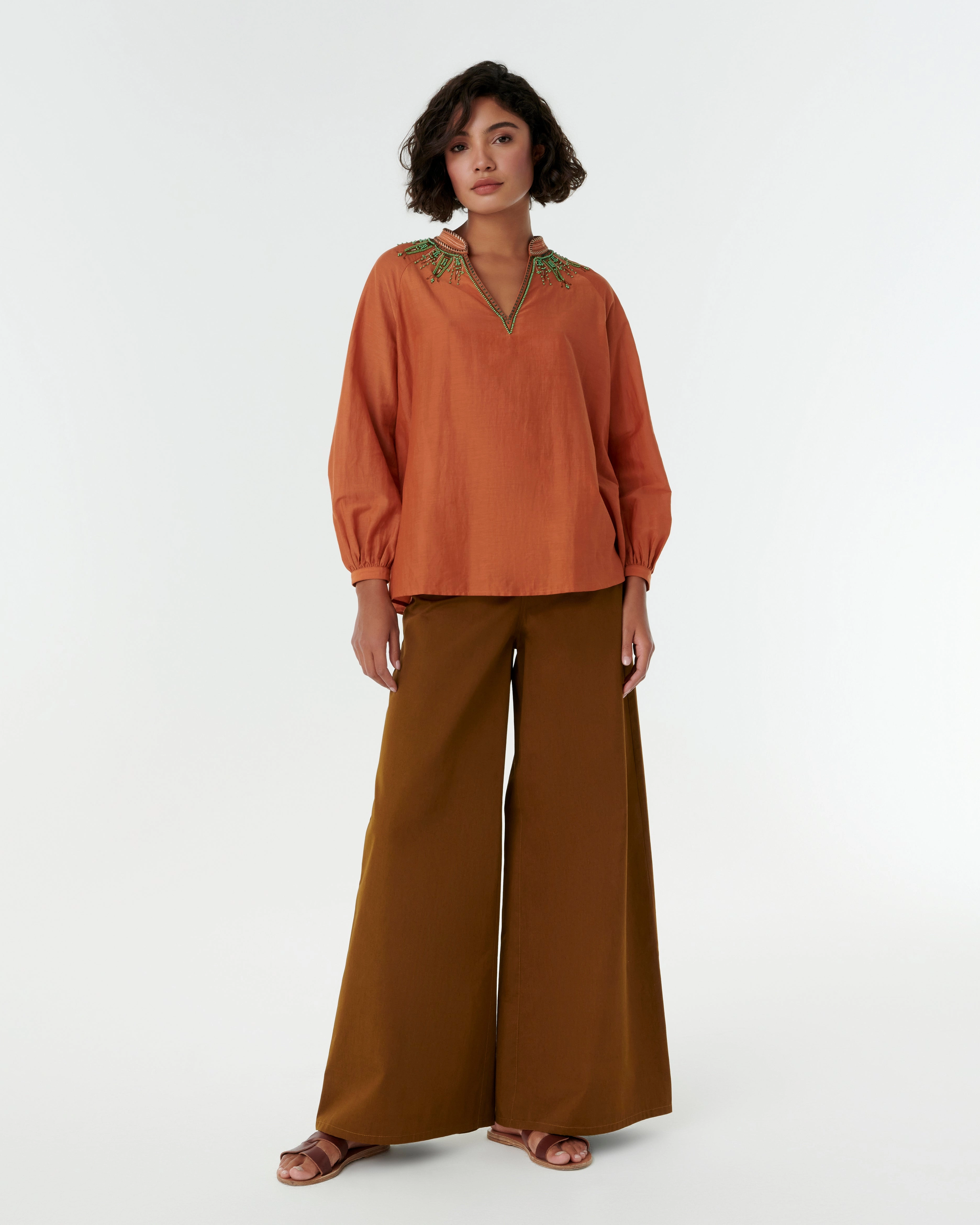 Ilizia Blouse with Backgammon Embroidery