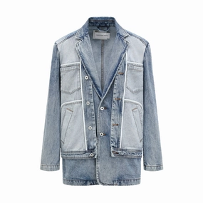 Inside Out Patched Denim Blazer 'Blue'