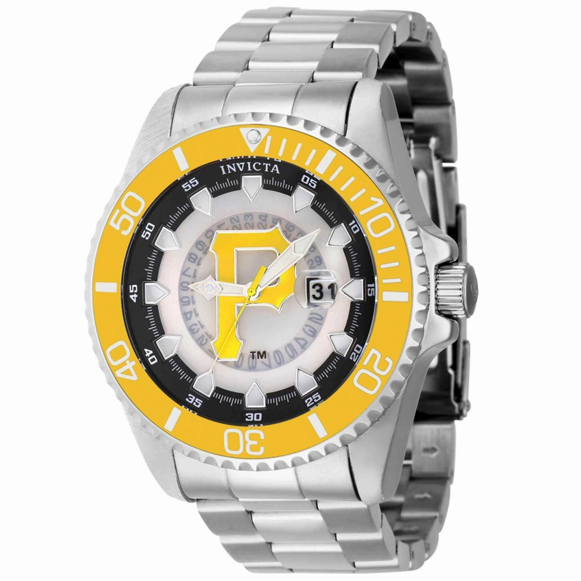 Invicta Men's Quartz Watch - MLB Pittsburgh Pirates Black and Silver Dial | 43475