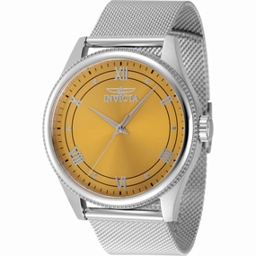 Invicta Men's Watch - Celestial Quartz Yellow Dial Silver Tone Mesh Bracelet | 48481