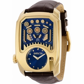 Invicta Men's Watch - Cuadro Japanese Quartz Blue Dial Brown Leather Strap | 35451