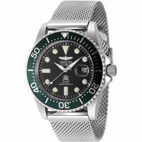 Invicta Men's Watch - Pro Diver Quartz Black Dial Silver Steel Bracelet Dive | 48214