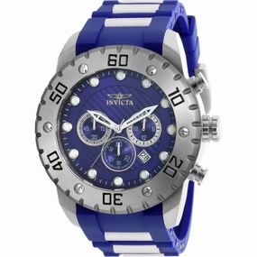 Invicta Men's Watch - Pro Diver Scuba Chrono Steel and Blue Silicone Strap | 20277