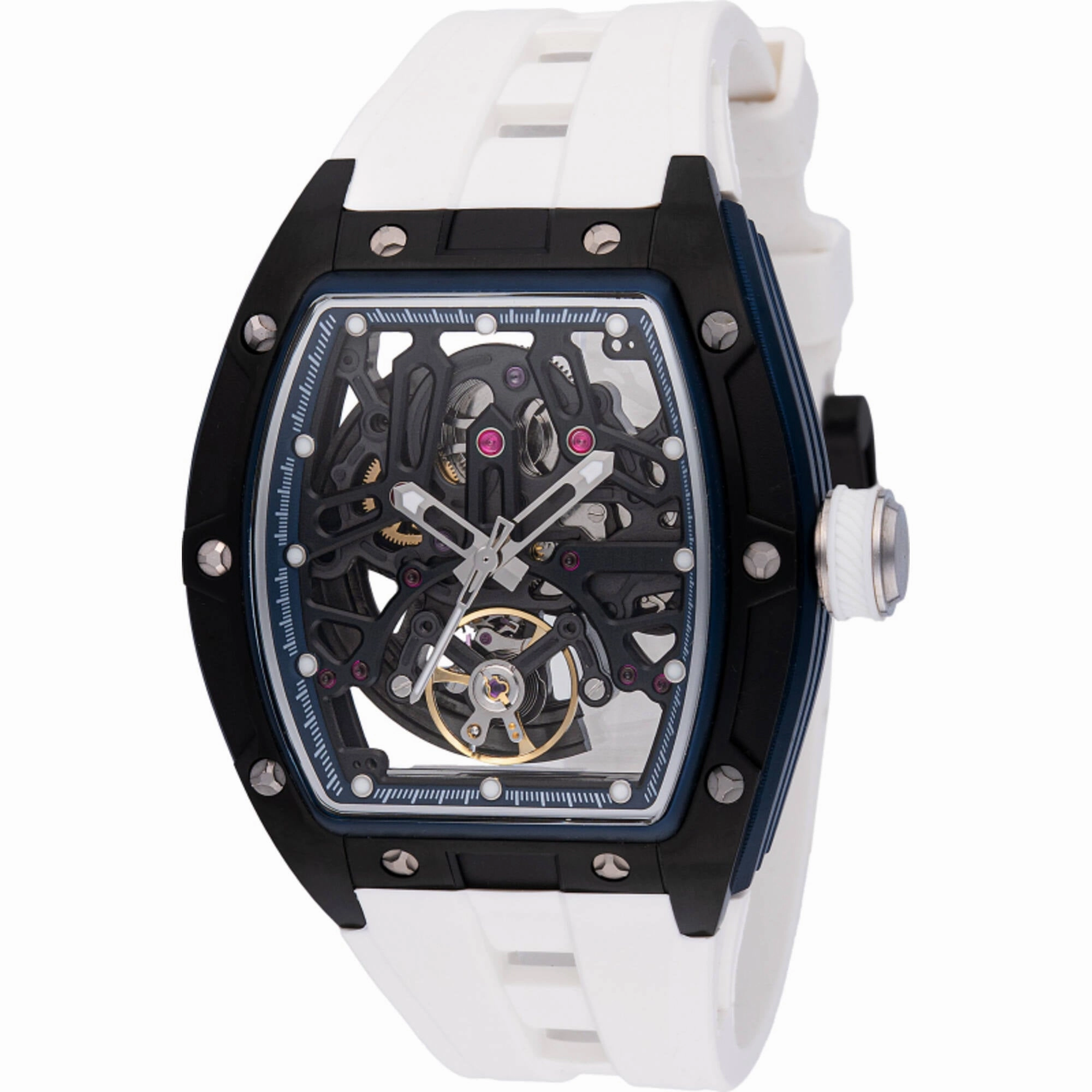 Invicta Men's Watch S1 Rally Black and Silver Skeleton Dial Silicone Strap 49030