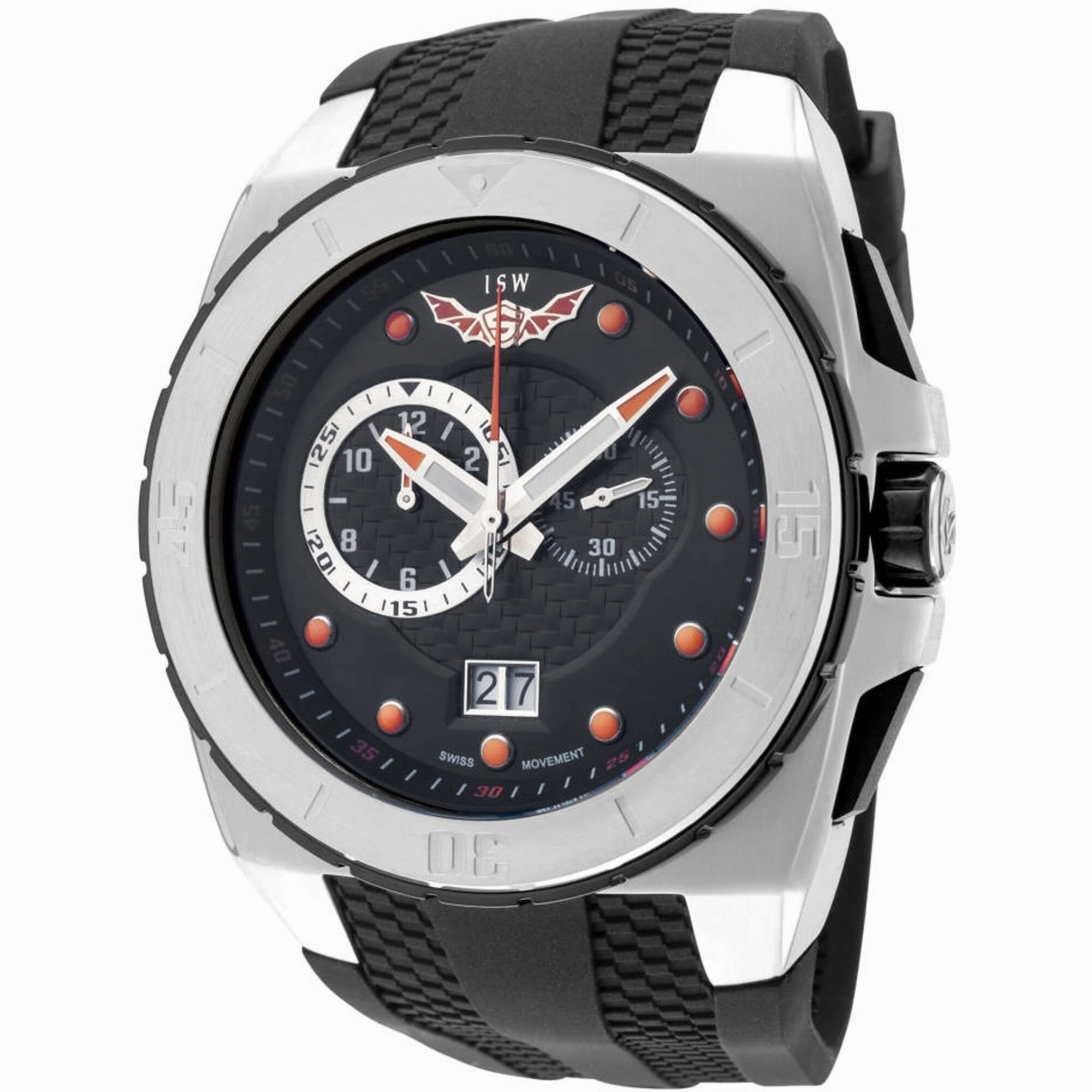 ISW Men's Watch - Classic Quartz Chronograph Black Dial Rubber Strap | ISW-1009-01