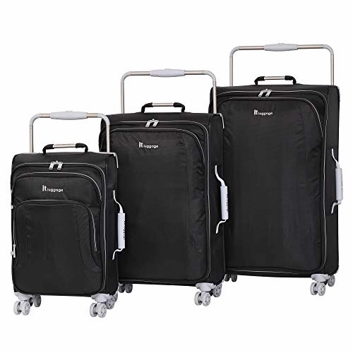 it luggage World's Lightest New York Softside 8 Wheel Spinner, Raven With Vapor Blue Trim, Carry-On 22-Inch