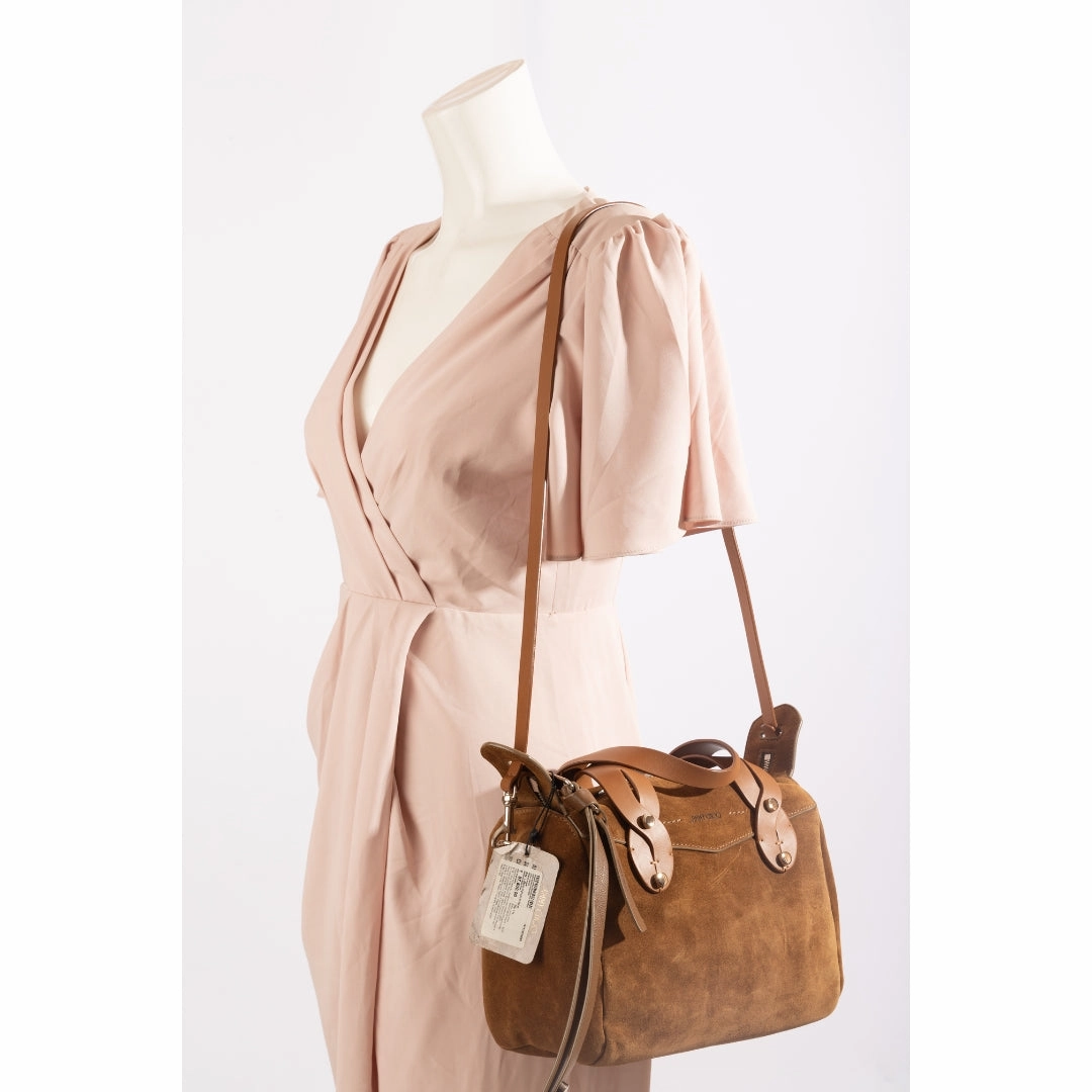 Jimmy Choo Allie Cacao Suede Bowling Bag