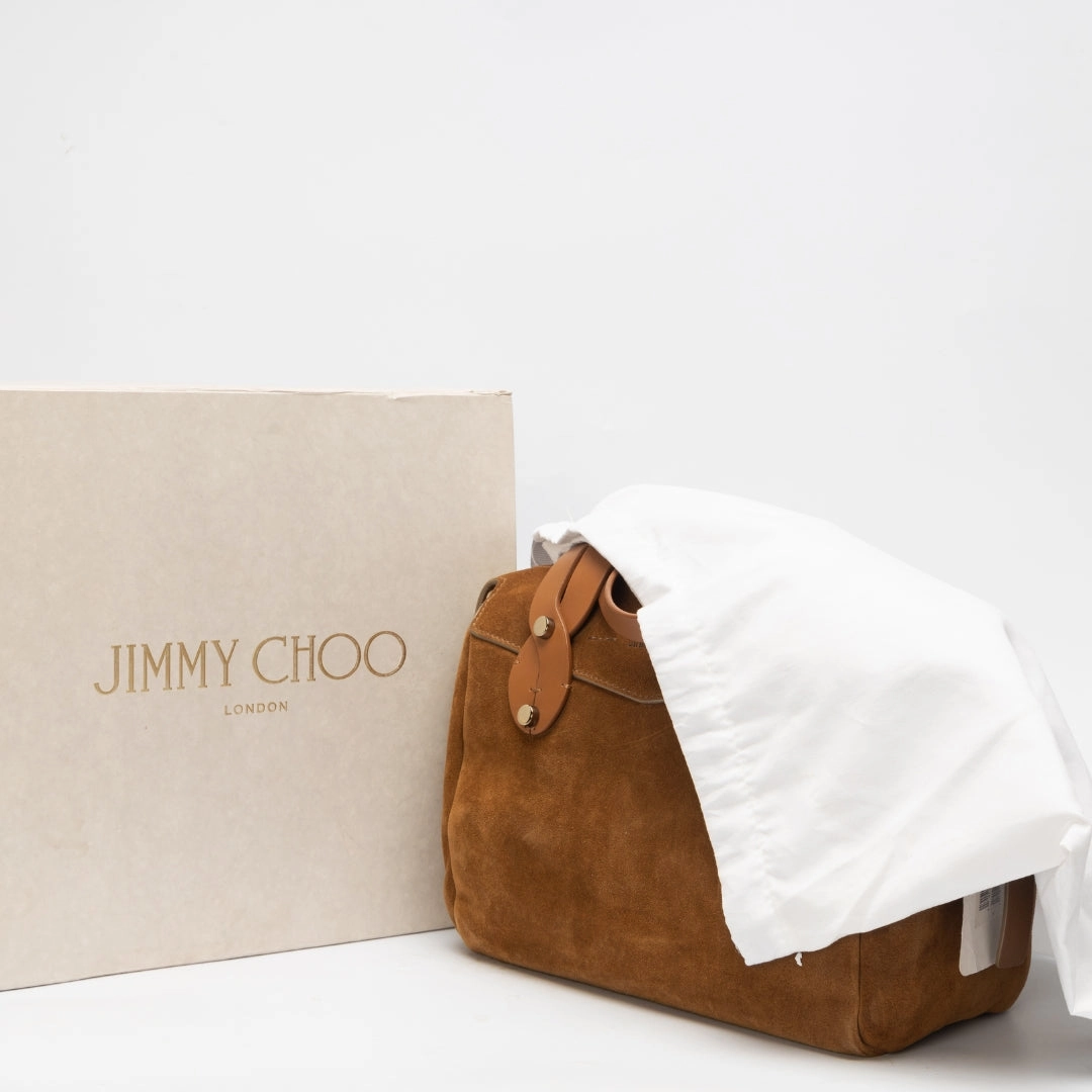 Jimmy Choo Allie Cacao Suede Bowling Bag
