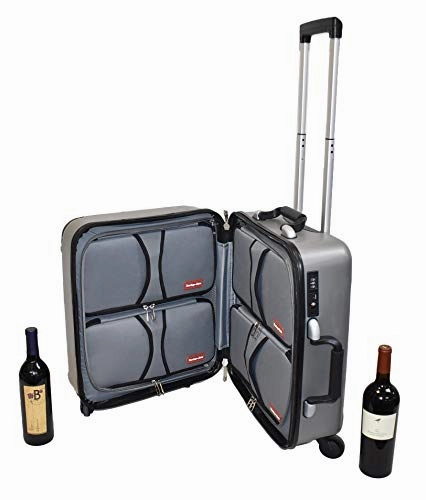 KARRIAGE-MATE Multiple Purpose Wine Travel Hardside Luggage for Carrying 8 Bottles Wine (Grey, Small)