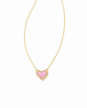 Kendra Scott Ari Heart Pendant Necklace - Bubble Gum Pink Opal