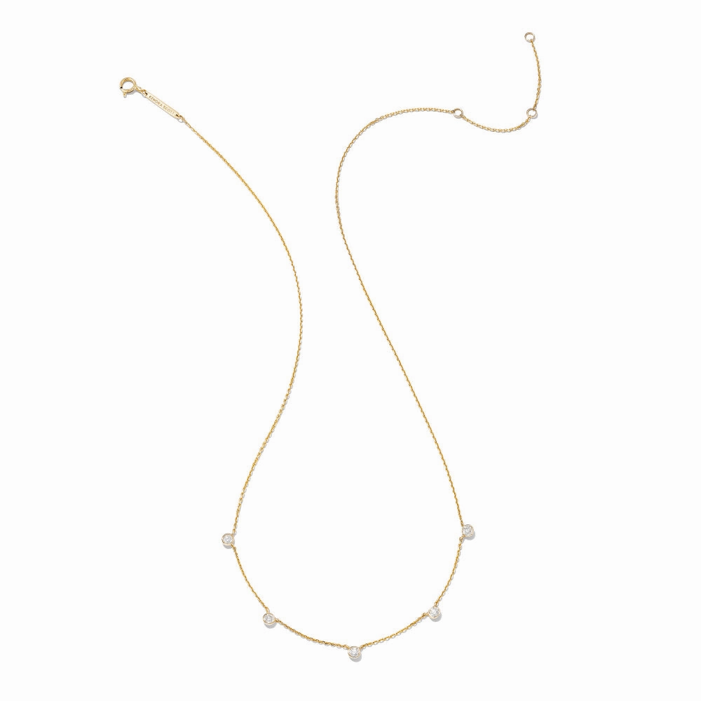 Kendra Scott Audrey 14k Gold Strand Necklace in White Diamond
