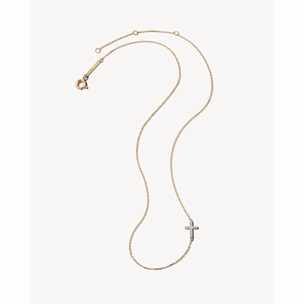 Kendra Scott Cross 14k Gold Strand Necklace in White Diamond
