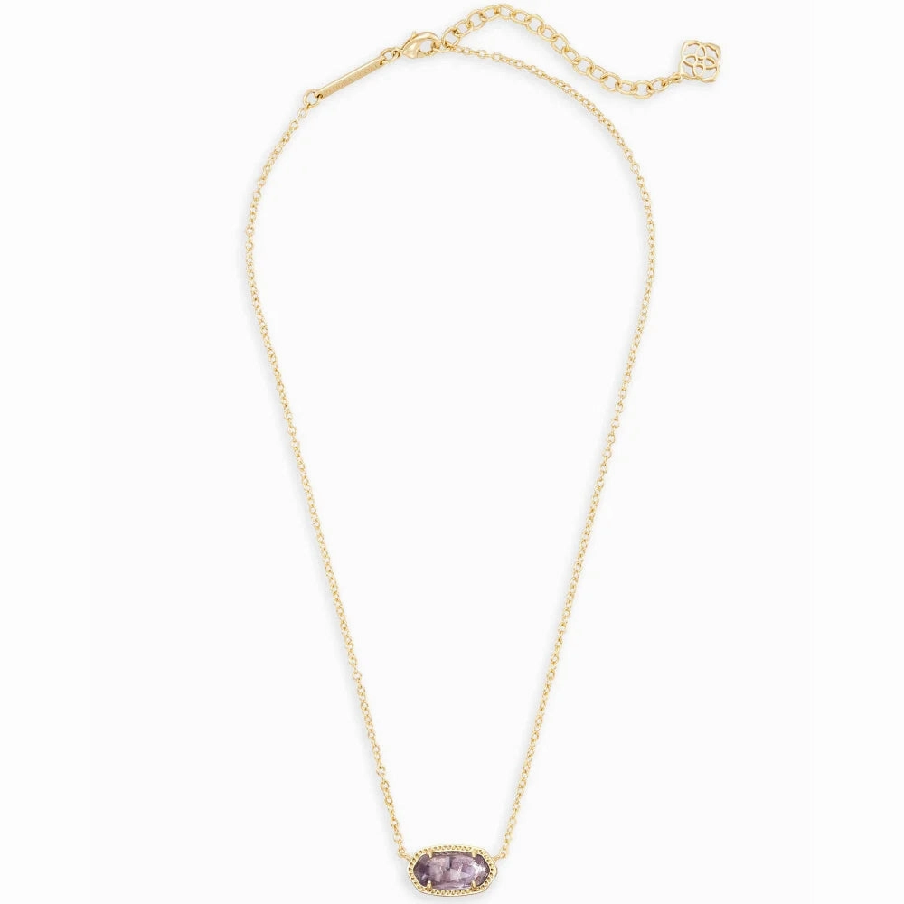 Kendra Scott Elisa Gold Short Pendant Necklace in Purple Amethyst