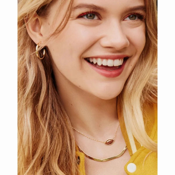 Kendra Scott Football Pendant Necklace Orange Goldstone