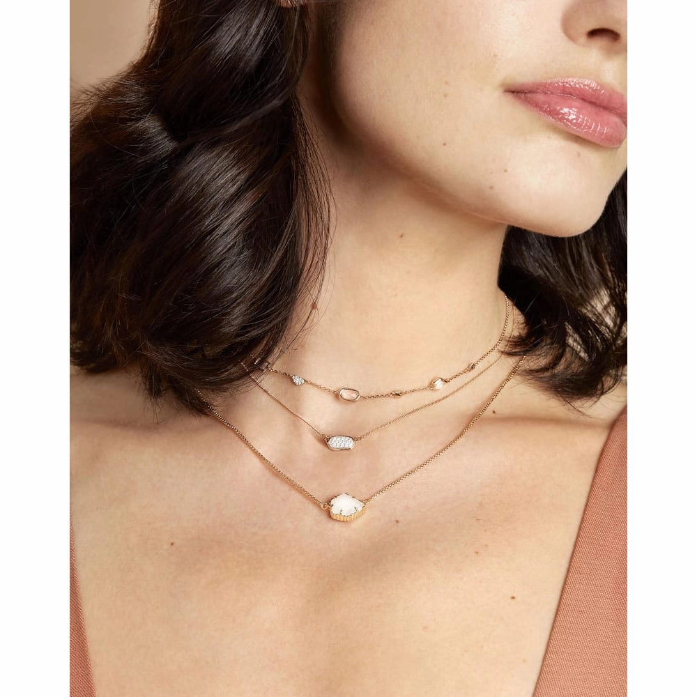 Kendra Scott Lisa 14k Rose Gold Pendant Necklace in Pave White Diamond