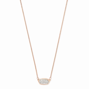 Kendra Scott Lisa 14k Rose Gold Pendant Necklace in Pave White Diamond