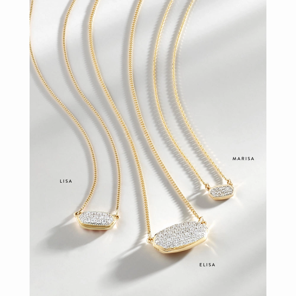 Kendra Scott Lisa 14k Rose Gold Pendant Necklace in Pave White Diamond