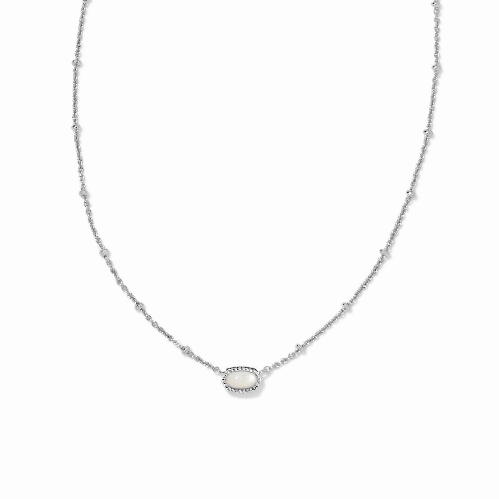 Kendra Scott Mini Elisa Pendant Necklace - Rhodium Ivory Mother of Pearl