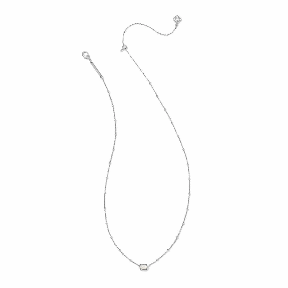 Kendra Scott Mini Elisa Pendant Necklace - Rhodium Ivory Mother of Pearl