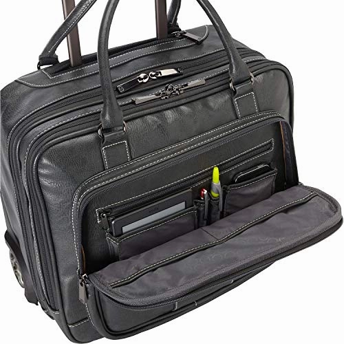 Kenneth Cole Reaction Women's Casual Fling Pebbled Faux Leather 16" Laptop Business Travel Tote, Charcoal, Wheeled Carry