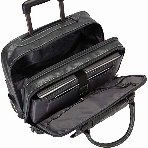 Kenneth Cole Reaction Women's Casual Fling Pebbled Faux Leather 16" Laptop Business Travel Tote, Charcoal, Wheeled Carry