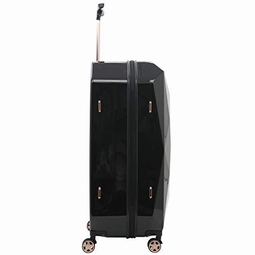 kensie Women's 3D Gemstone TSA Lock Hardside Spinner Luggage, Black, 20-Inch Carry-On