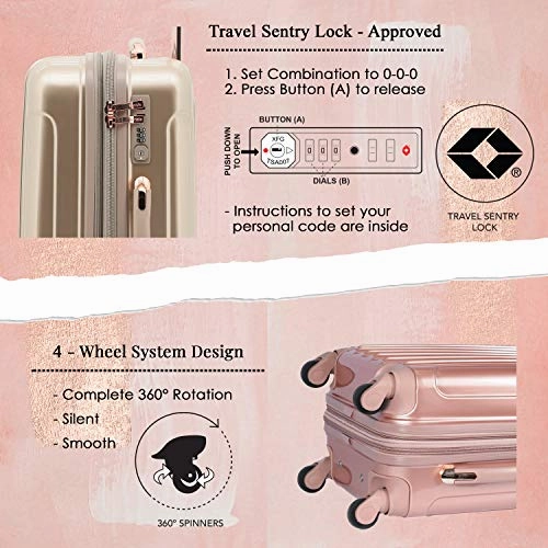 kensie Women's Alma Hardside Spinner Luggage, Opal, Carry-On 20-Inch