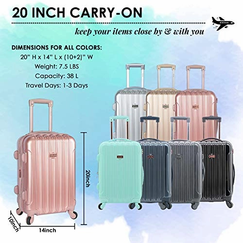 kensie Women's Alma Hardside Spinner Luggage, Opal, Carry-On 20-Inch