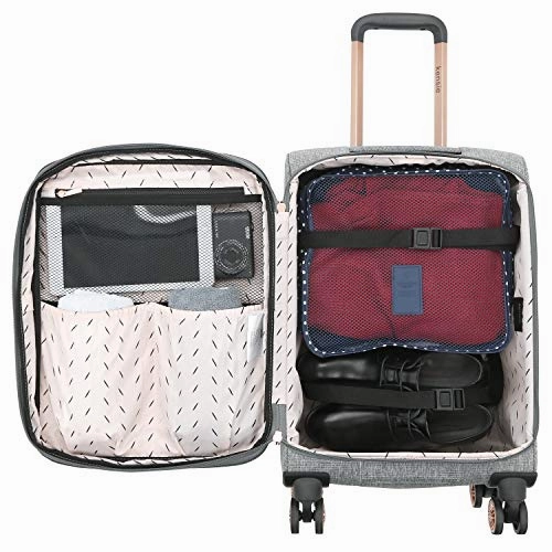 kensie Women's Hudson Softside 3-Piece Spinner Luggage Set, Heather Gray, (20/24/28)
