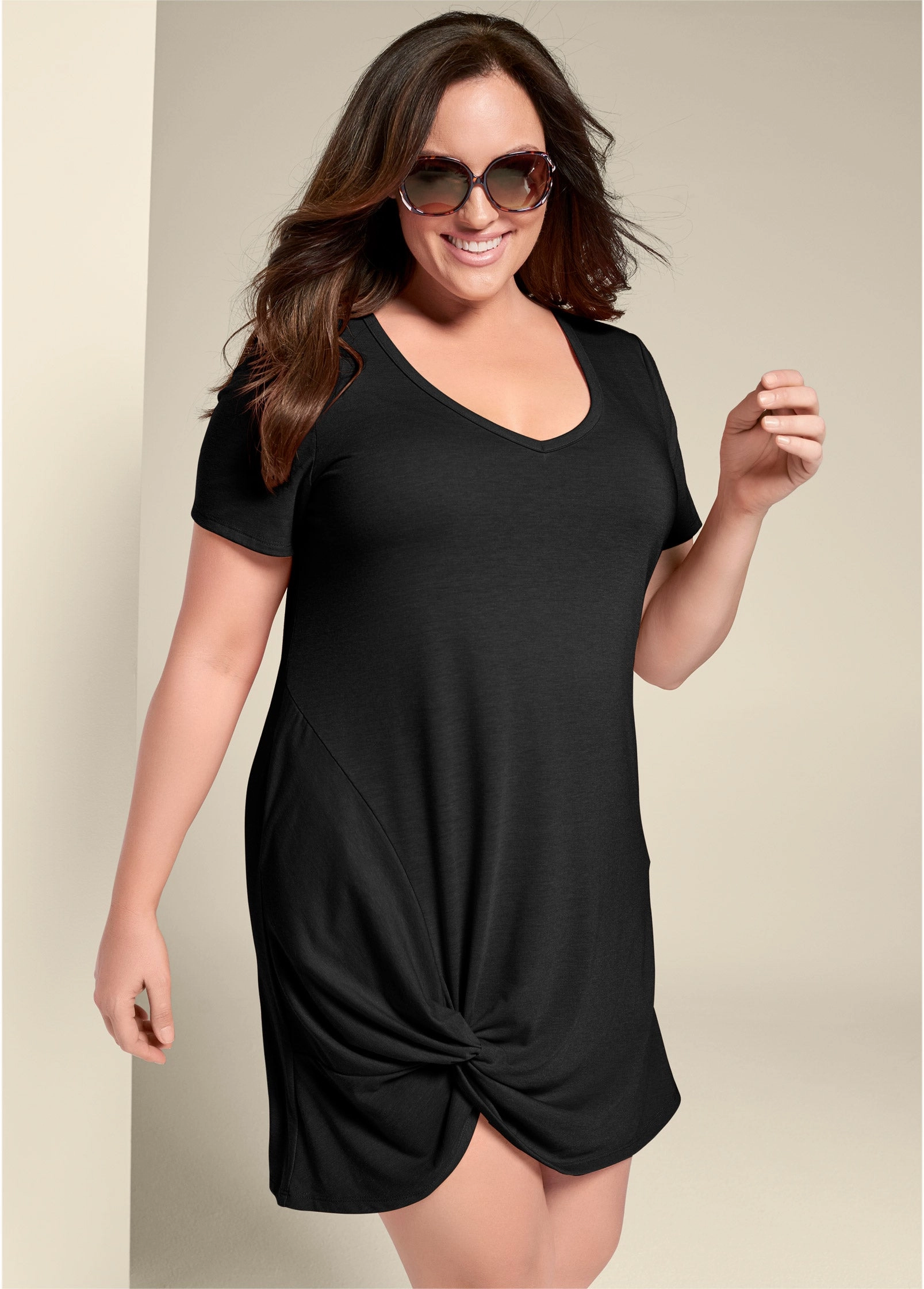 Knotted Casual Dress - Black