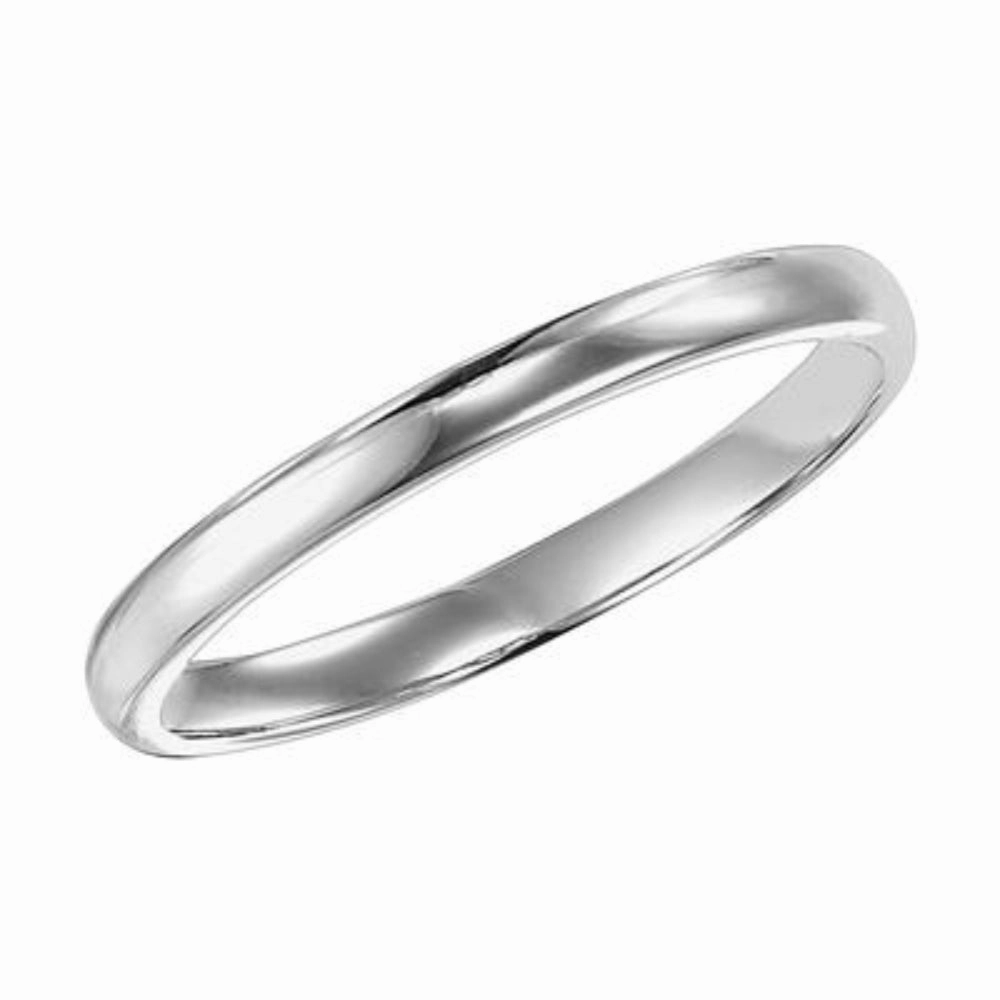 Ladies Platinum Low Dome Plain Wedding Band
