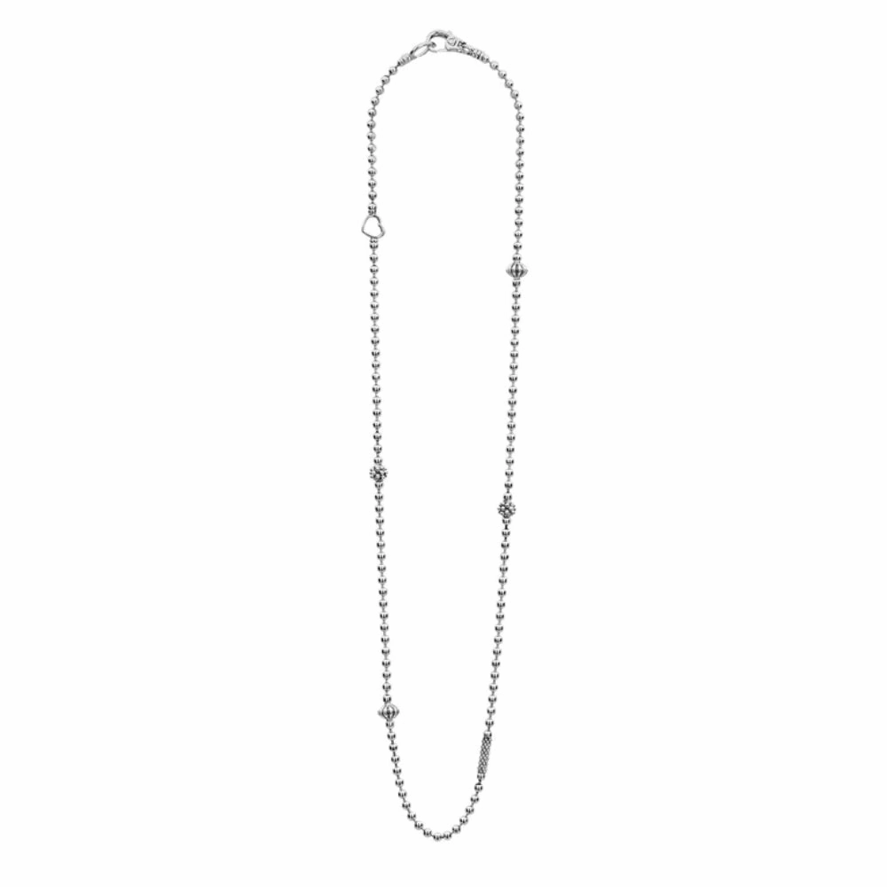 Lagos Caviar Icon Silver Beaded Necklace