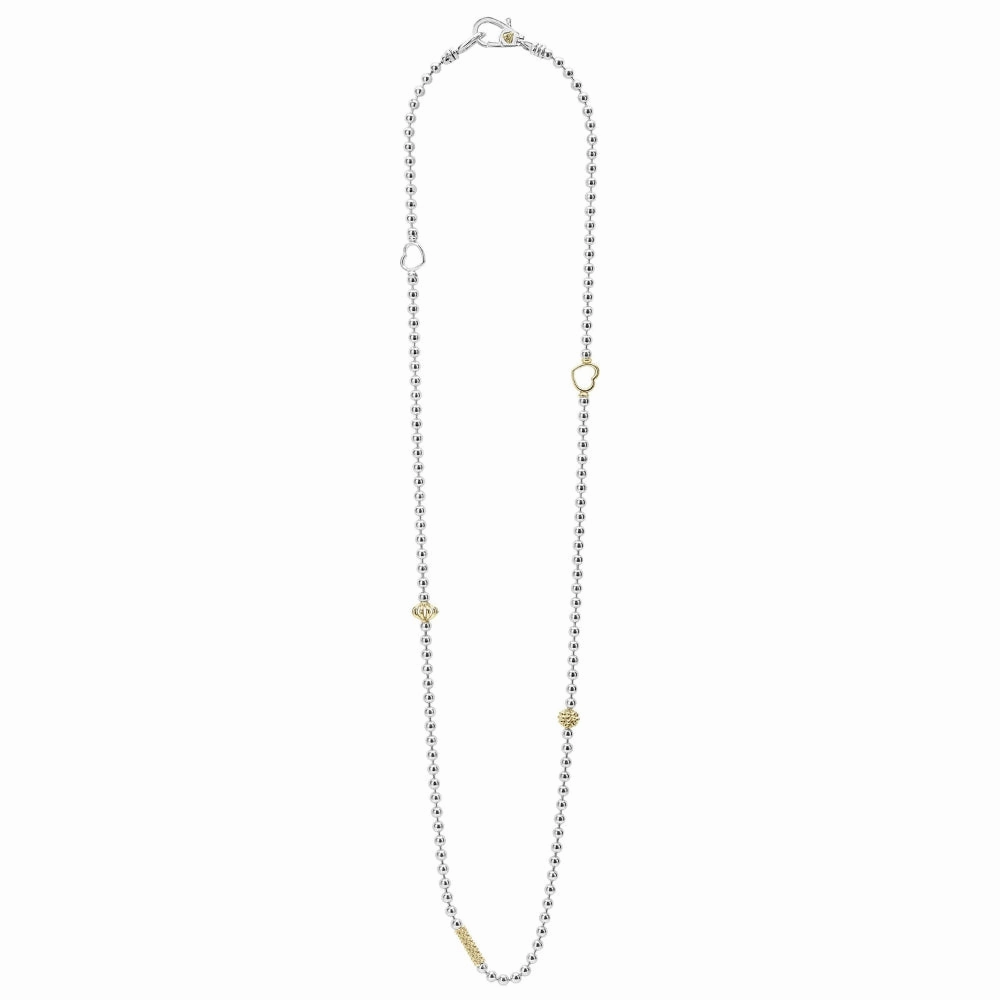 Lagos Caviar Icon Two Tone Beaded Necklace