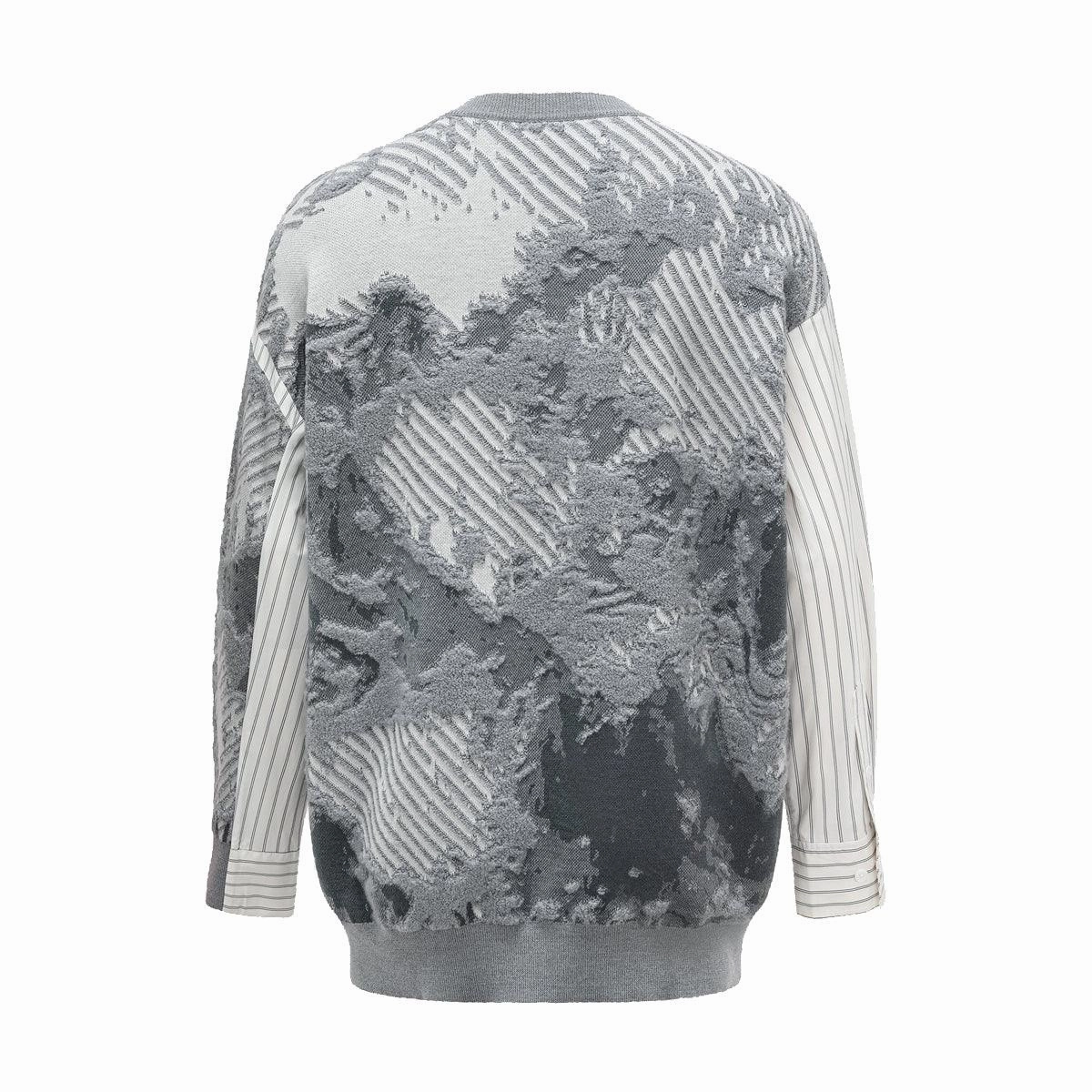 Landscape Painting Jacquard Jumper 'Grey'