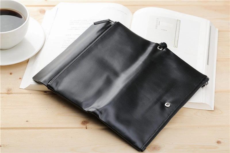 LEATHER Long Wallet for MEN Black Clutch Wristlet Bag FOR MEN