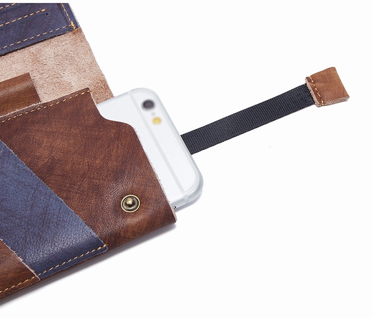 Leather Long Wallet for Men Vintage Bifold Wallet Passport Travel Wallet
