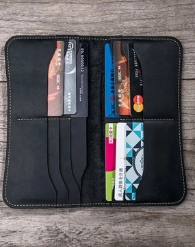 Leather Long Wallets for men Black Bifold Men Long Wallet