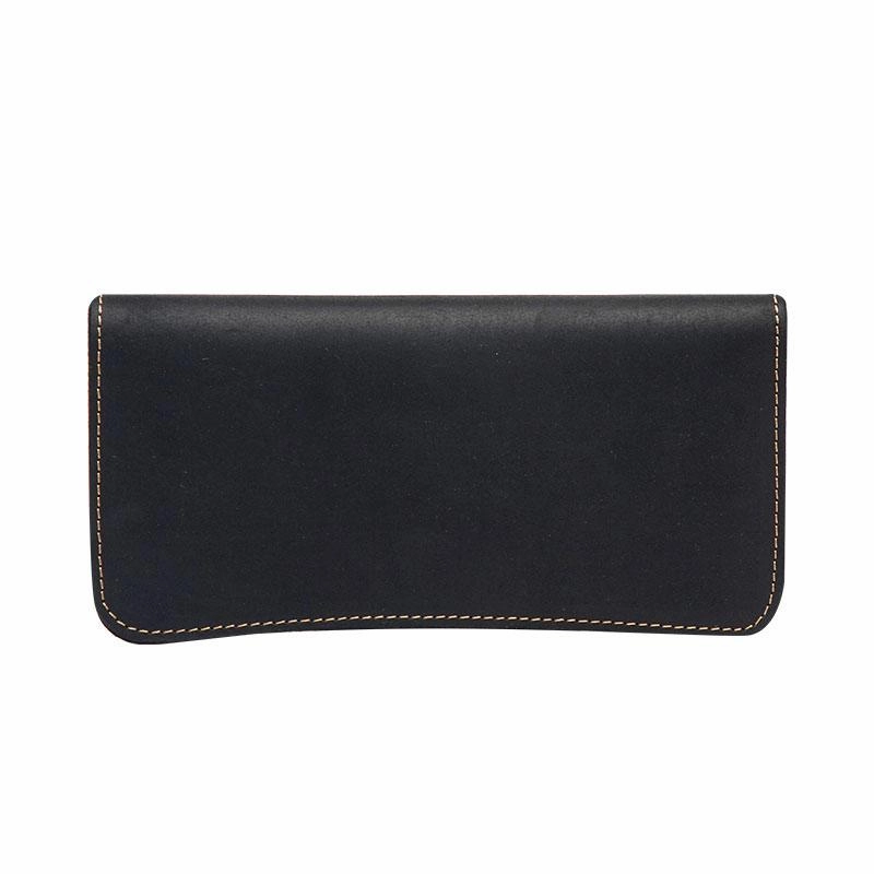 Leather Long Wallets for men Black Bifold Men Long Wallet