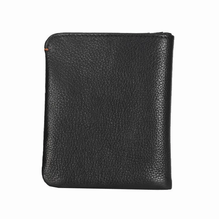 Leather Men's Billfold Wallet Bifold Small Wallet Black Slim Wallet Front Pocket Wallet For Men